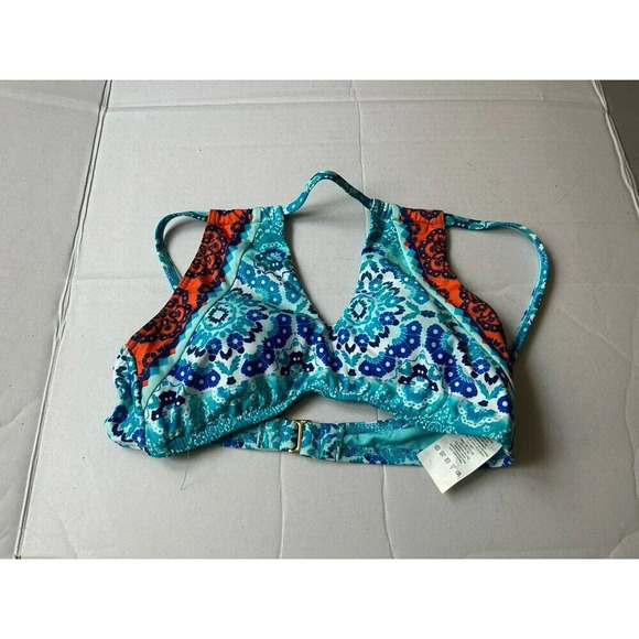 La Blanca Women’s Bikini Swimsuit Top High Neck Keyhole Size 4 Blue - Picture 1 of 4